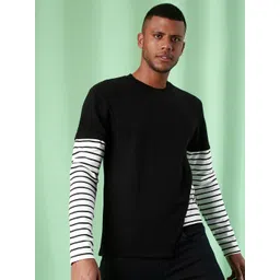 Campus Sutra Men Black Striped Sweatshirt-picture-26