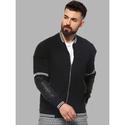 Campus Sutra Men Black White Cotton Windcheater Longline Outdoor Sporty Jacket-image-37