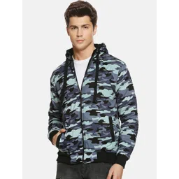 Campus Sutra Men Blue Printed Bomber Jacket-picture-27