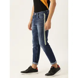Campus Sutra Men Blue Slim Fit Bio Wash Mid-Rise Clean Look Jeans with Side Stripes-picture-31