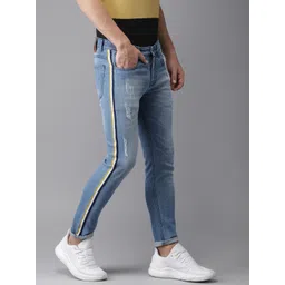 Campus Sutra Men Blue Slim Fit Mid-Rise Mildly Distressed Stretchable Jeans-picture-28