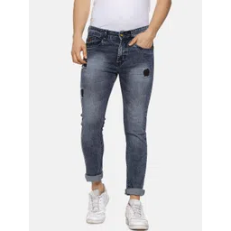 Campus Sutra Men Blue Slim Fit Mid-Rise Mildly Distressed Stretchable Jeans-picture-27
