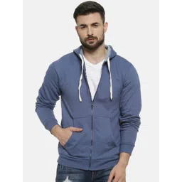 Campus Sutra Men Blue Solid Hooded Sweatshirt-picture-37