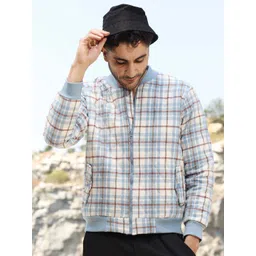 Campus Sutra Men Checked Lightweight Biker Jacket-picture-32