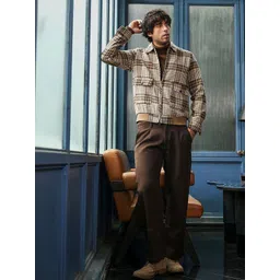 Campus Sutra Men Checked Lightweight Biker Jacket-picture-40