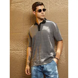 Campus Sutra Men Checked Polo Collar Cotton T-shirt-picture-33