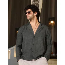 Campus Sutra Men Classic Fit Cuban Collar Textured Cotton Casual Shirt-image-15