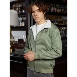 Campus Sutra Men Colourblocked Suede Lightweight Bomber Jacket-image-3