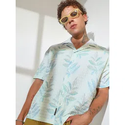 Campus Sutra Men Comfort Cuban Collar Floral Printed Oversized Casual Shirt-picture-22