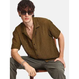 Campus Sutra Men Comfort Cuban Collar Striped Cotton Oversized Casual Shirt-picture-15