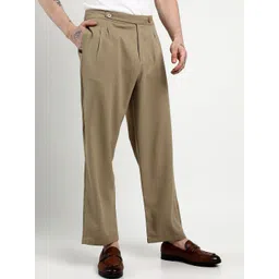 Campus Sutra Men Comfort Easy Wash Pleated Trousers-picture-40