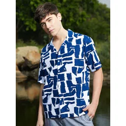 Campus Sutra Men Comfort Fit Abstract Printed Cuban Collar Casual Shirt-picture-37