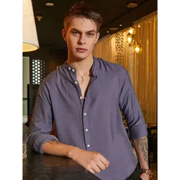 Campus Sutra Men Comfort Fit Band Collar Solid Casual Shirt-picture-22