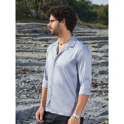 Campus Sutra Men Comfort Fit Cuban Collar Solid Cotton Casual Shirt image 4