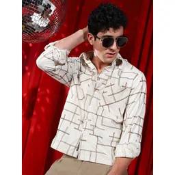 Campus Sutra Men Comfort Fit Spread Collar Geometric Printed Casual Shirt-picture-13