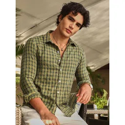 Campus Sutra Men Comfort Slim Fit Spread Collar Textured Cotton Casual Shirt-picture-27