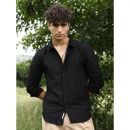 Campus Sutra Men Comfort Slim Fit Vertical Striped Spread Collar Cotton Casual Shirt-picture-28