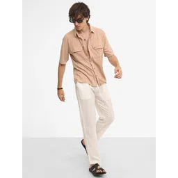 Campus Sutra Men Comfort Spread Collar Textured Cotton Oversized Casual Shirt-picture-17