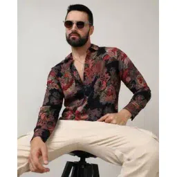 campus sutra Men Floral Print Regular Fit Shirt with Spread Collar-picture-12