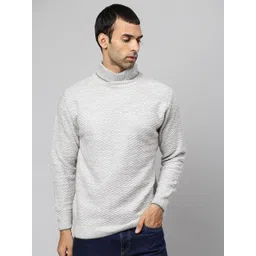 Campus Sutra Men Grey Cable Knit Pullover-picture-15