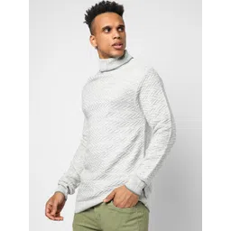 Campus Sutra Men Grey Melange Cable Knit Pullover Sweater-picture-38