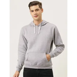 Campus Sutra Men Grey Melange Hooded Pullover Sweatshirt-picture-20