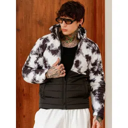 Campus Sutra Men Hooded Abstract Printed Lightweight Puffer Jacket-picture-29