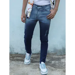 Campus Sutra Men Light Fade Mildly Distressed Ombre Smart Slim Fit Cotton Jeans-picture-25