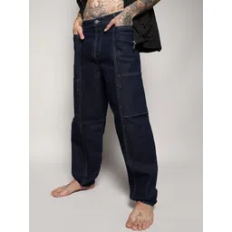 Campus Sutra Men Mid-Rise Smart Wide Leg Clean Look Stretchable Cotton Cargo Jeans-picture-40