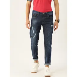 Campus Sutra Men Navy Blue Slim Fit Mid-Rise Mildly Distressed Jeans-picture-33