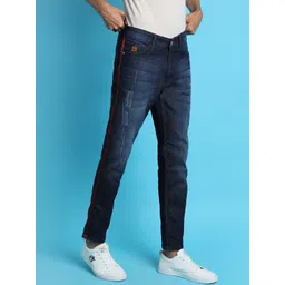 Campus Sutra Men Navy Blue Smart Slim Fit Highly Distressed Light Fade Stretchable Jeans-picture-22