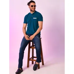 Campus Sutra Men Navy Blue Smart Slim Fit Mildly Distressed Light Fade Stretchable Jeans image 3