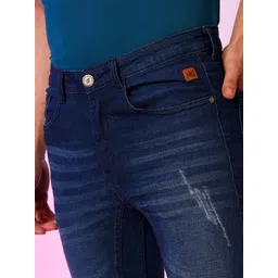 Campus Sutra Men Navy Blue Smart Slim Fit Mildly Distressed Light Fade Stretchable Jeans image 2