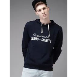 Campus Sutra Men Navy Blue Typography Printed Hooded Sweatshirt-picture-39