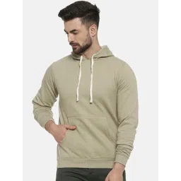 Campus Sutra Men Olive Green Solid Hooded Pullover Sweatshirt-picture-21