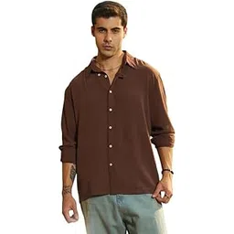 campus sutra Men Polyester Shirt for Casual Wear|Spread Collar|Long Cuffed Sleeves|Button Closure|Shirt Crafted with Comfort Fit for Everyday Wear-picture-21
