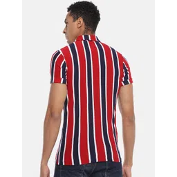Campus Sutra Men Red & Blue Regular Fit Pure Cotton Striped Casual Shirt image 4