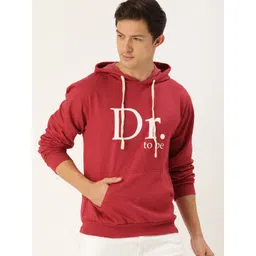 Campus Sutra Men Red & White Pure Cotton Printed Hooded Sweatshirt-picture-19