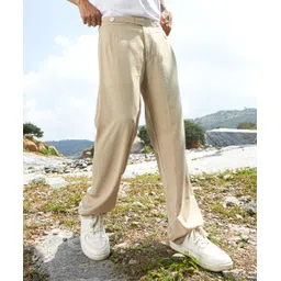 campus sutra Men Regular Fit Cream Polyester Trousers-picture-14