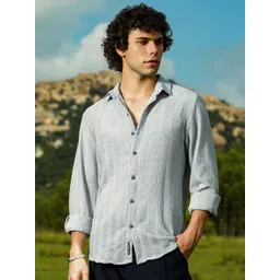Campus Sutra Men Relaxed Fit Spread Collar Textured Cotton Casual Shirt-image-14