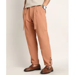 campus sutra Men Relaxed Orange Polyester Trousers-picture-15