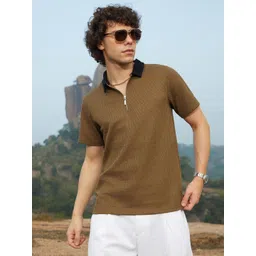 Campus Sutra Men Self Design Polo Collar Cotton T-shirt-picture-13