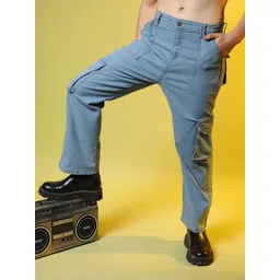 Campus Sutra Men Smart Clean Look Crinkle Cotton Cargo Jeans-picture-39