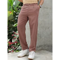 Campus Sutra Men Solid Comfort Relaxed Fit Mid-Rise Casual Regular Trousers-picture-25