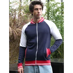 Campus Sutra Men Stand Collar Colourblocked Lightweight Bomber Jacket-picture-18