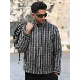 Campus Sutra Men Striped Lightweight Biker Jacket-picture-20