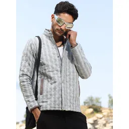 Campus Sutra Men Striped Lightweight Biker Jacket-picture-24