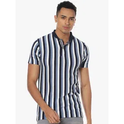 Campus Sutra Men Striped Polo Collar Cotton T-shirt-picture-21
