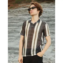 Campus Sutra Men Striped Polo Collar Pockets T-shirt-picture-41