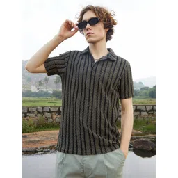 Campus Sutra Men Striped Polo Collar Pockets T-shirt-picture-40
